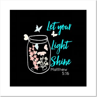 Let Your Light Shine Jar Flowers Butterfly Posters and Art